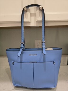 Michael Kors Jet Set Travel Purse Pebbled Leather South Pacific Blue NWT